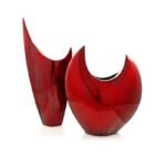 Abstract Red Art Glass Vase - Image 2