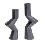Geometric Black Candle Holder Set