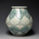 Patterned Sage Green Ceramic Vase