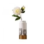 Owl Print White & Gold Vase