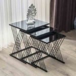 Black Glass Nesting Table Set