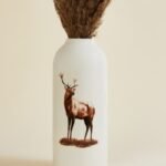 Stag Print White Ceramic Vase - Image 2