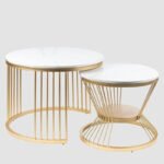 Round Gold Nesting Coffee Table Set - Image 2