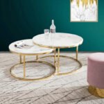 Round Marble Nesting Coffee Table Set