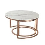 Round Marble Nesting Coffee Table Set - Image 2
