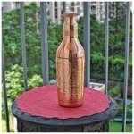 Copper Water Bottle - With Long Champagne Hammered, 1.5 L