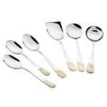 Stainless Steel 24 Karat Gold Plated Serving Spoon Set of 6-Pieces